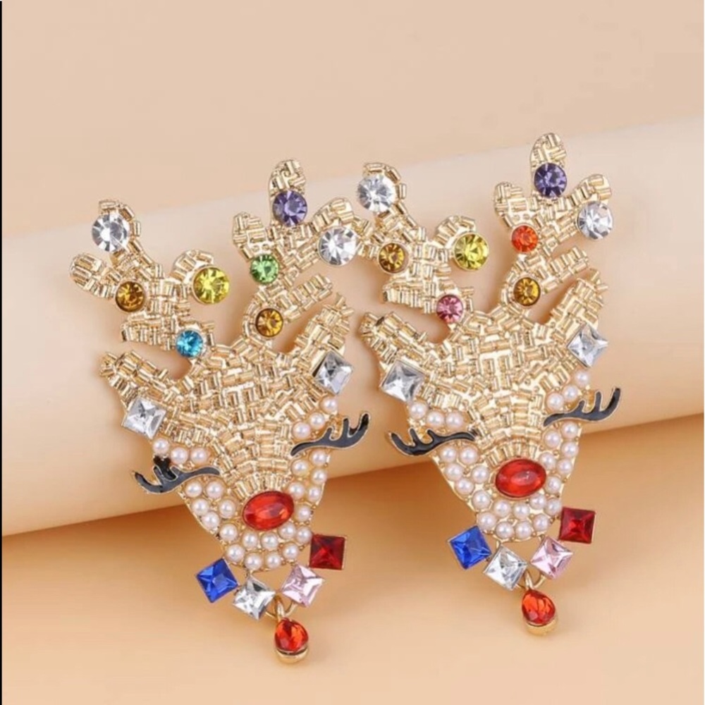 Christmas Reindeer Earrings perfect for the holiday season.